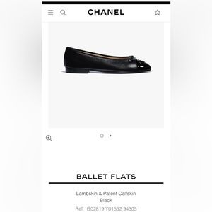 Chanel Lambskin & Patent Calfskin Black Ballet Flats